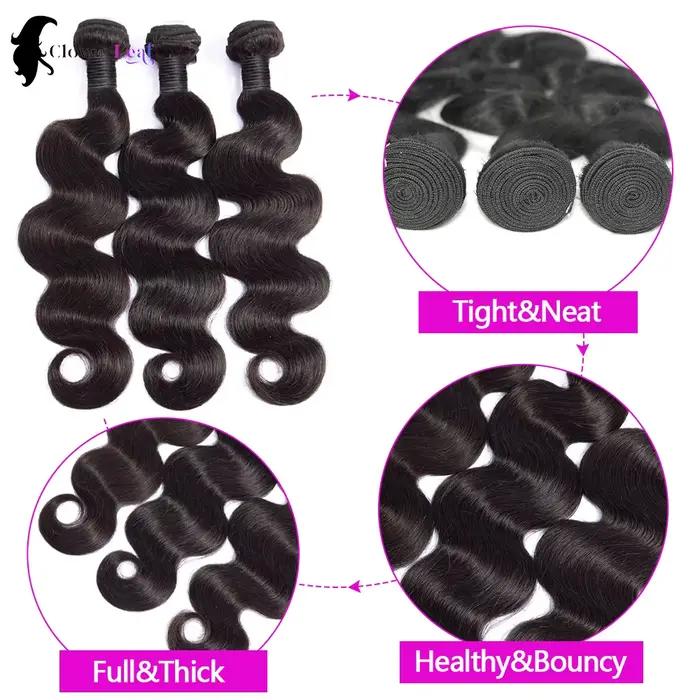 Mèches brésiliennes naturelles Body Wave 12A, 24 pouces, 100% cheveux naturels bruts, lots de 1/3/4