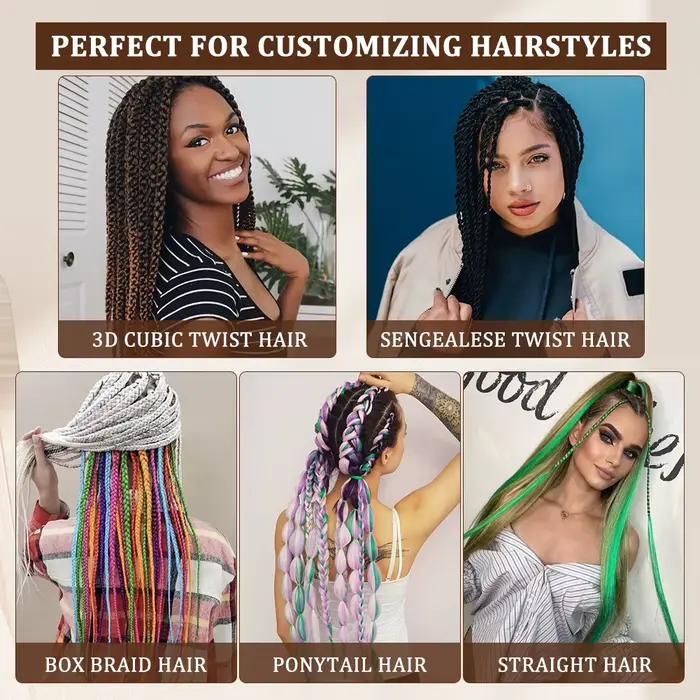 Extensions de cheveux tressés pré-étirés, fibre synthétique ombrée, Yaki Bergame, réglage de l'eau c