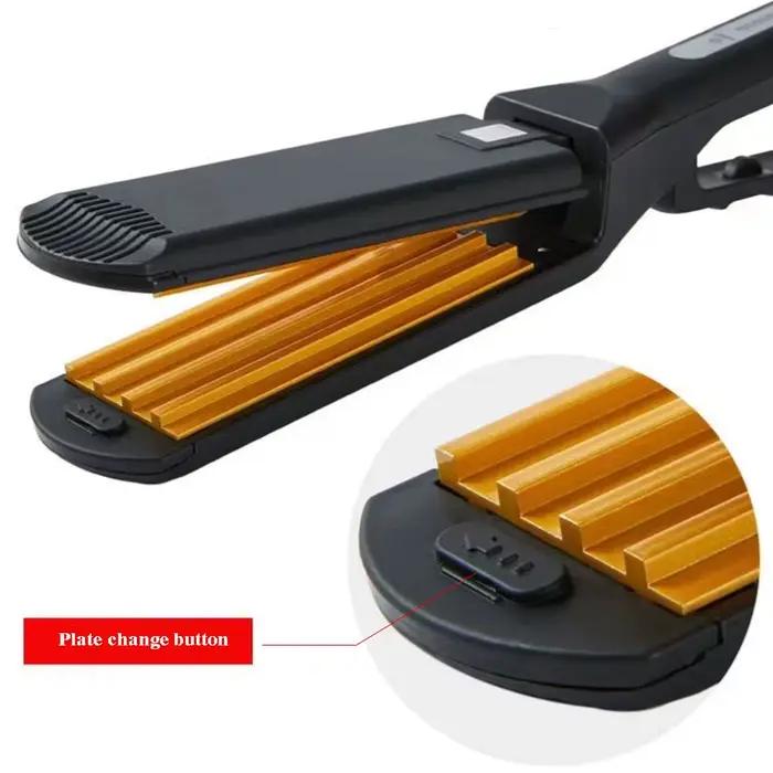Fer à friser électrique professionnel en céramique à plaques larges ondulées pour des boucles et des