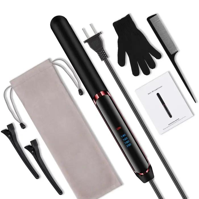 Ensemble de fer à lisser et bigoudi 2 en 1, double tension, ions négatifs, chauffage rapide pour un