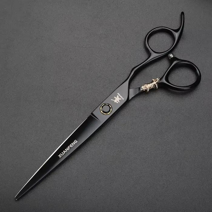 Ciseaux de coiffure XUANTENG de 7 pouces, noirs, avec système à roulement, ciseaux de barbier