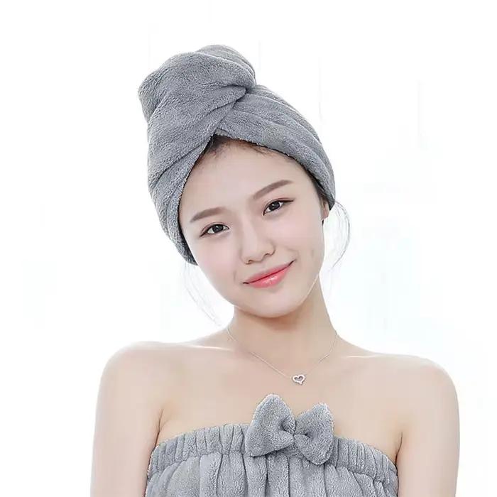 Serviette magique en microcarence pour séchage rapide des cheveux, chapeau rond de salle de bain, tu