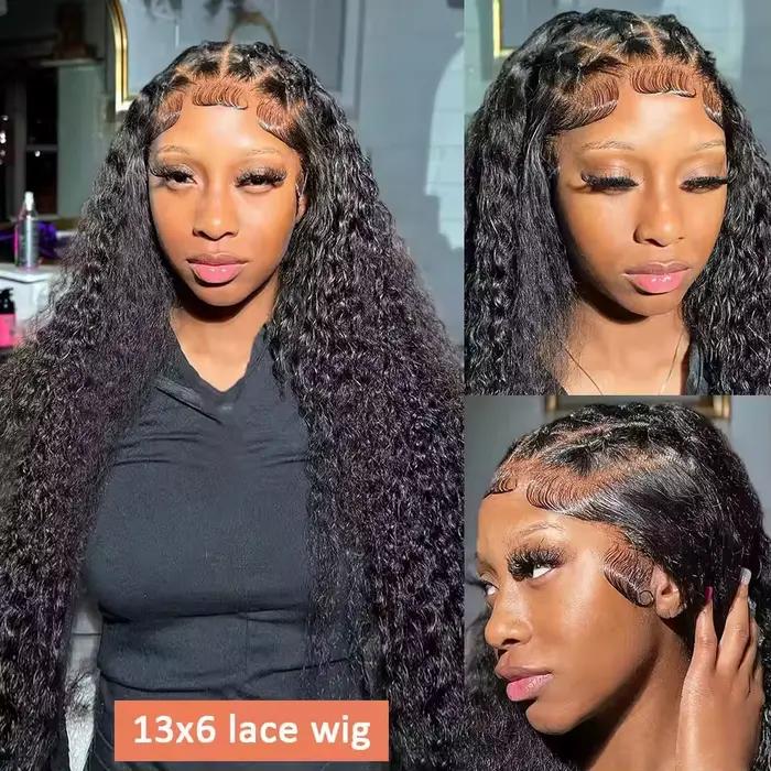 Perruque Lace Front Deep Wave 13x4 13x6 avec dentelle HD transparente, perruques bouclées en cheveux