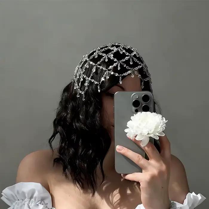(YOUR) coiffure à pampilles bijoux mode Bling chapeau bandeaux maille chaîne de cheveux accessoire d