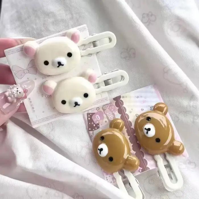 Ensemble d'épingles à cheveux ours mignon, coiffure Preppy, cheveux en plastique, accessoires doux,