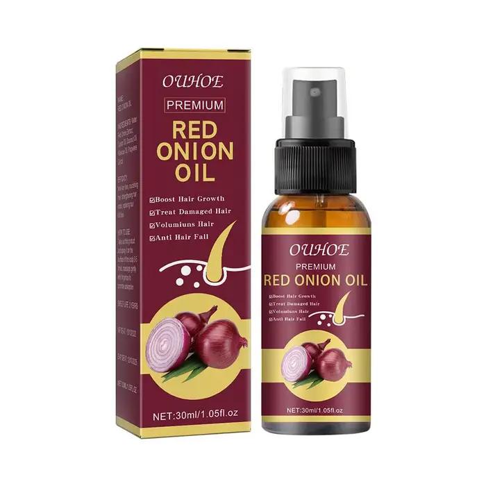 Huile essentielle d'oignon rouge pour les cheveux abîmés, spray hydratant à l'eau de riz, traitement