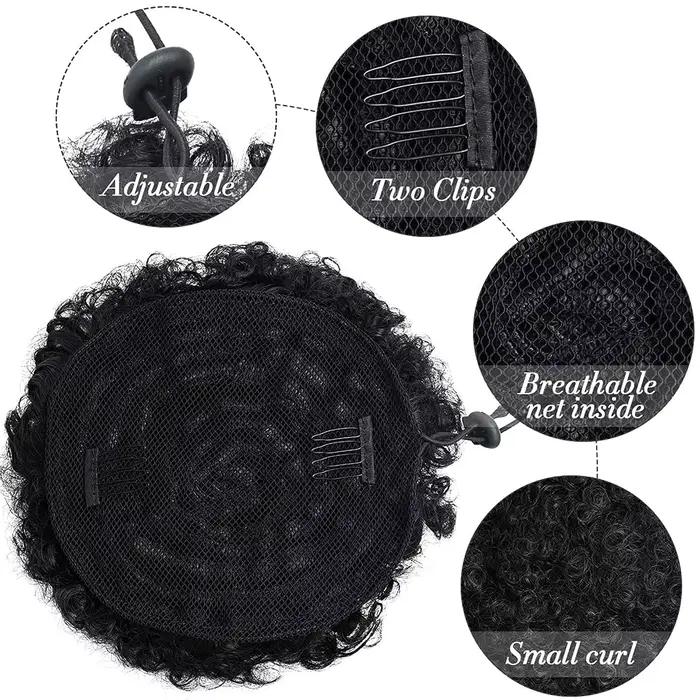 Grande queue de cheval synthétique Afro avec cordon de serrage, Extensions capillaires courtes crépu