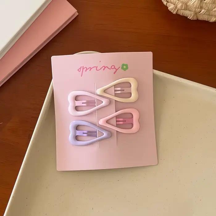 Pinces à cheveux géométriques colorées pour filles, 4 pièces/ensemble, épingles à cheveux, Barrettes