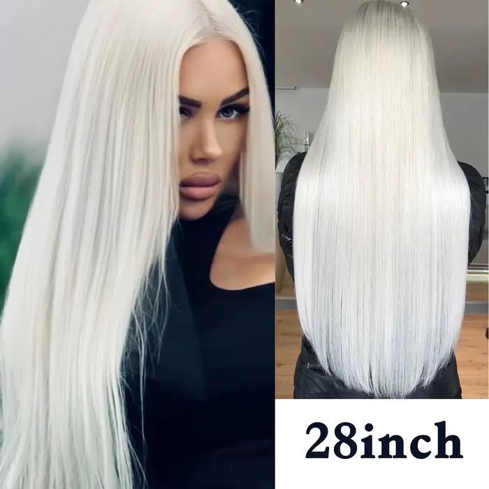 Perruque blonde claire de 28 pouces, perruques synthétiques longues et droites, fibres haute tempéra