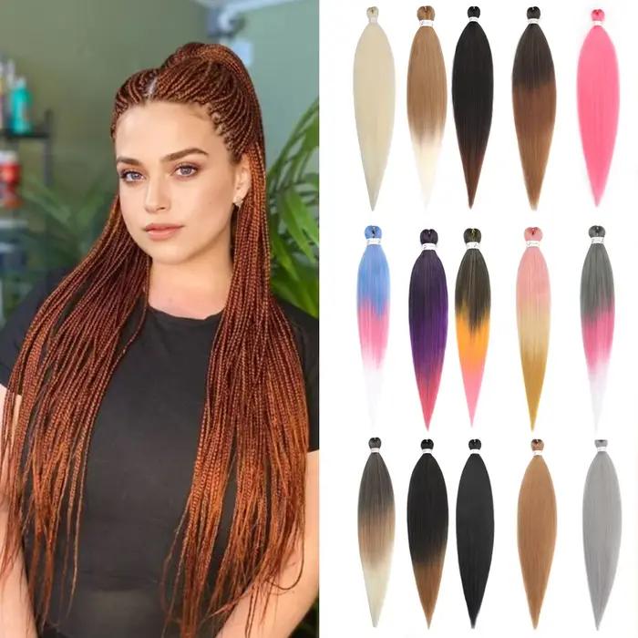 Extensions de cheveux tressés pré-étirés, fibre synthétique ombrée, Yaki Bergame, réglage de l'eau c