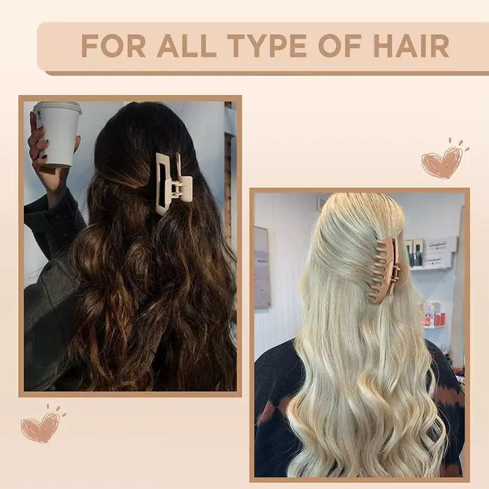 Pinces à cheveux géométriques mates vintage solides pour femmes, pour cheveux épais, maintien ferme,