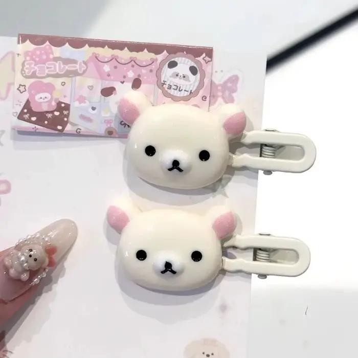 Ensemble d'épingles à cheveux ours mignon, coiffure Preppy, cheveux en plastique, accessoires doux,