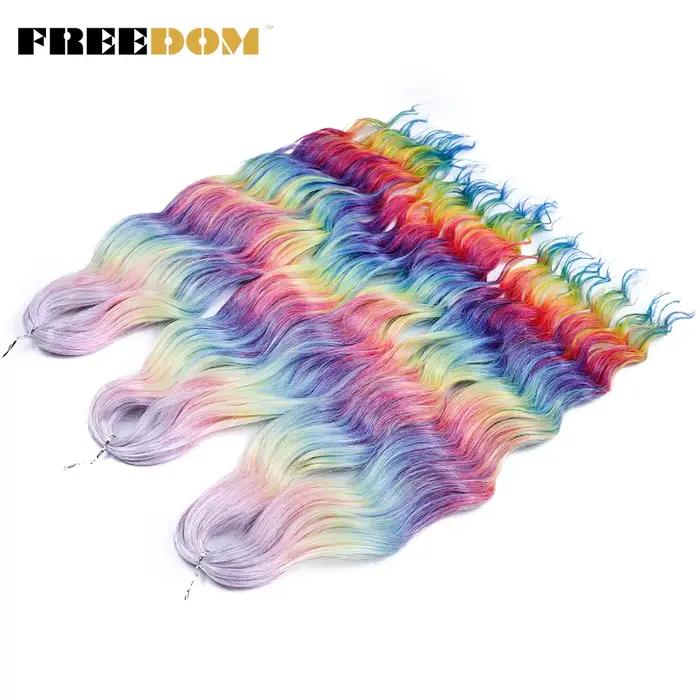 FREEDOM Extensions de cheveux tressés synthétiques naturel lâche profond ondulé 24 pouces longue tre