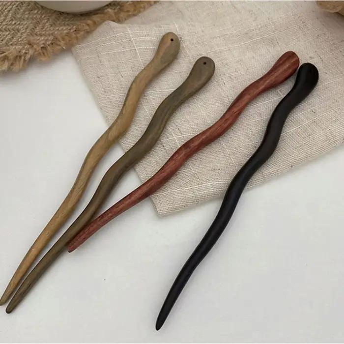 Bâton à cheveux en bois élégant de style chinois pour femmes et filles, épingles à cheveux simples,