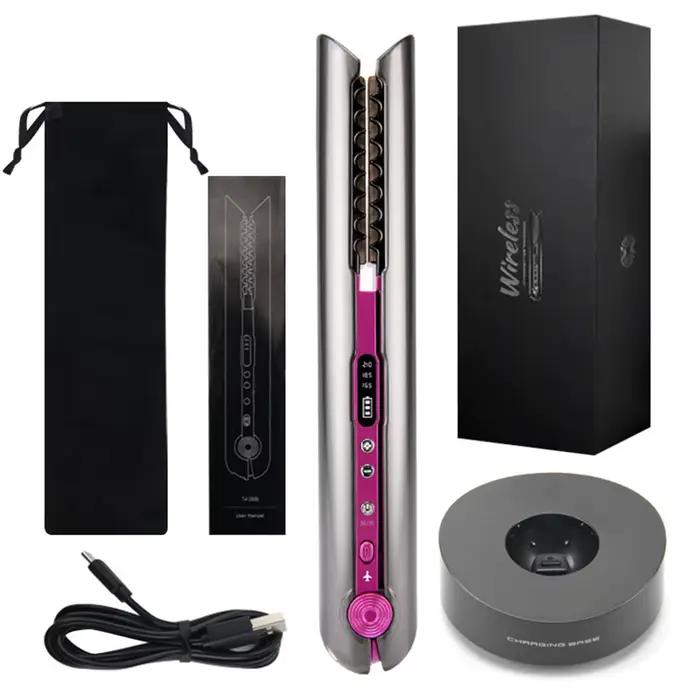 Lisseur de cheveux sans fil, lisseur portable pour les voyages, rechargeable, double tension, mini f