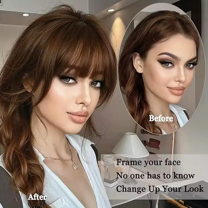 Franges françaises à clipser, extensions de cheveux 100% naturels, franges vaporeuses pour femmes, f