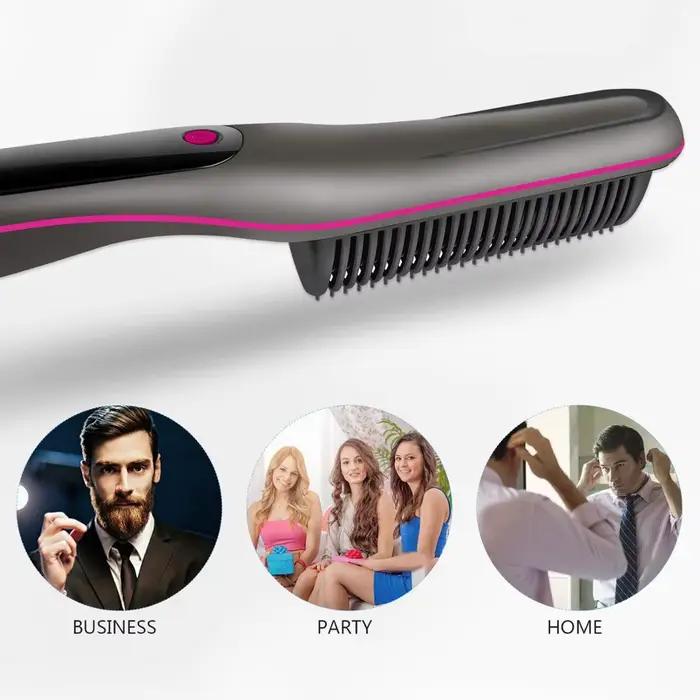 Brosse lissante multifonctionnelle pour hommes, brosse chauffante en céramique pour le soin de la ba