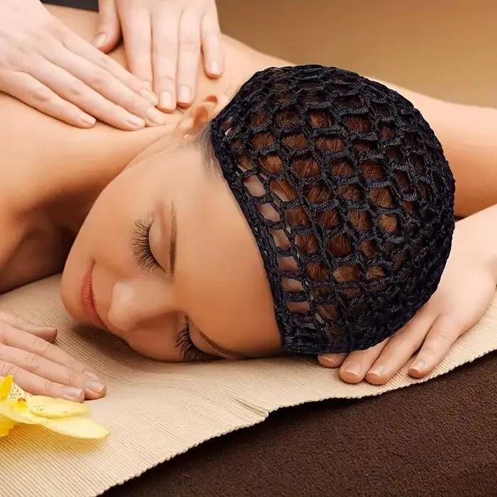 Bonnet de couchage pour usage quotidien, filet à cheveux en maille noire au Crochet, bonnet de soins