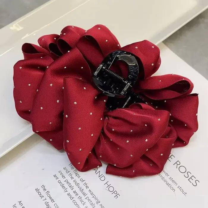 Pince à cheveux à la mode, design Unique, accessoire en strass, griffe de requin élégante, nœud papi