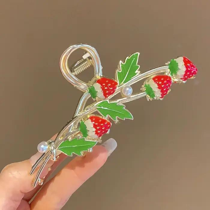Pince à cheveux fleur douce pour femme, queue de cheval exquise, pince requin, épingles à cheveux po