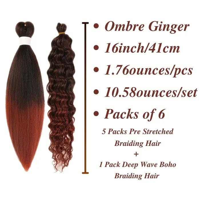 6 tresses Boho 24" | Marron ombré | Synthétique pré-étiré | Longues ondulées, brillantes | V