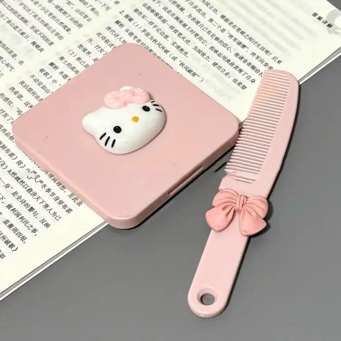 Nouveau miroir à poignée de chat rose avec peigne, miroir de maquillage Portable, miroir en forme de