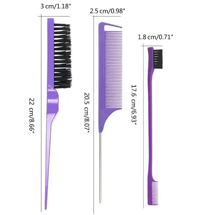 Ensemble de peignes de coiffure, peigne à taquiner triple, peigne à queue de souris, outil de brossa