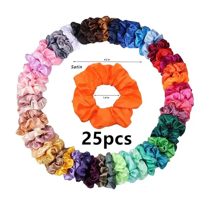 Chouchous en Satin pour filles, 25/10/6 pièces, bandeau élastique pour queue de cheval, attaches en
