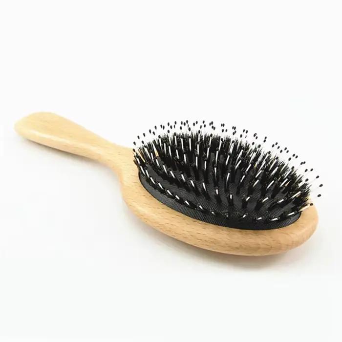 AA20-brosse à cheveux en poils de sanglier peigne en hêtre naturel brosse à cheveux pour bouclés épa