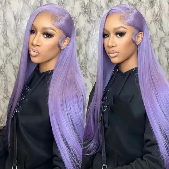 13x6 violet dentelle avant perruque de cheveux humains brésilien 613 Blonde rose gris dentelle front