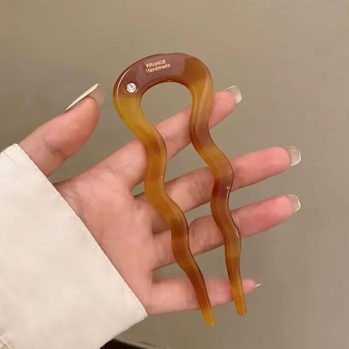 2025 nouvel accessoire de cheveux tempérament Simple en forme de U acétate épingle à cheveux ronde é