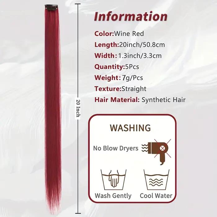 5 pièces/ensemble cheveux longs raides dans les Extensions pince synthétique dans les Extensions de