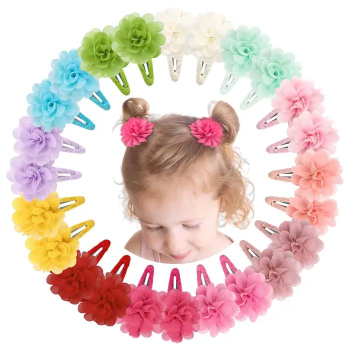 6 pinces à cheveux antidérapantes en forme de fleur en mousseline de soie, accessoires pour cheveux