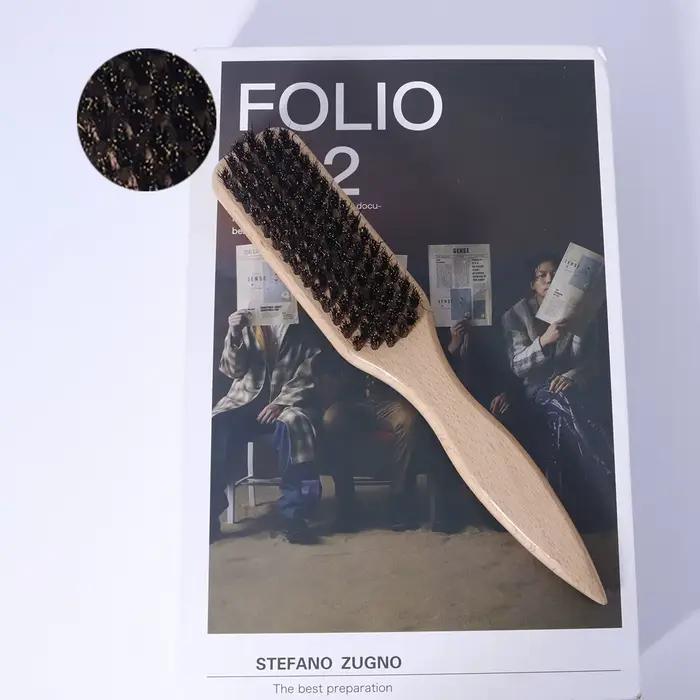 Brosse à cheveux à queue pointue, brosse à barbe, brosse à cheveux en poils, manche en bois de hêtre