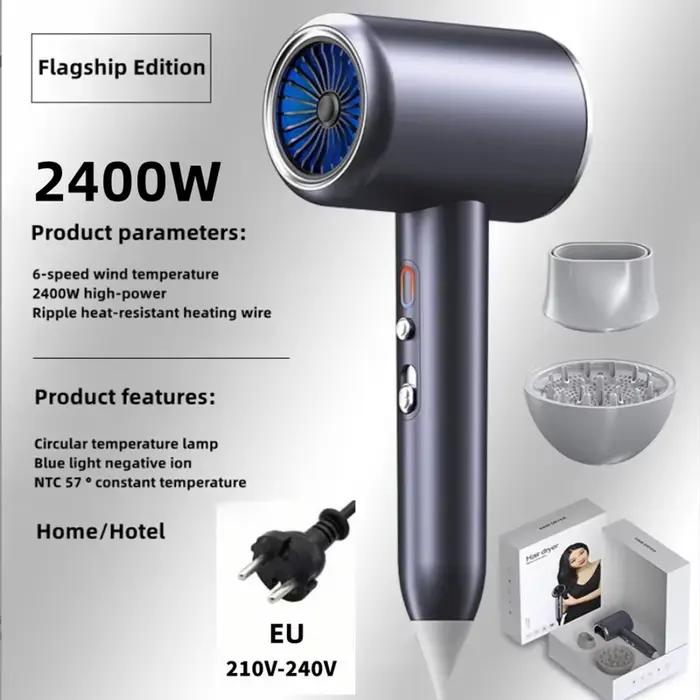 Sèche-cheveux haute vitesse professionnel/domestique 2400W, séchage rapide, puissance élevée, ions n