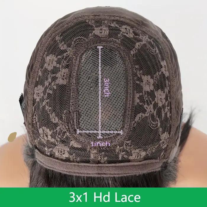 Perruque sans colle avec frange, cheveux humains, dentelle HD 3x1, perruques lisses en cheveux humai