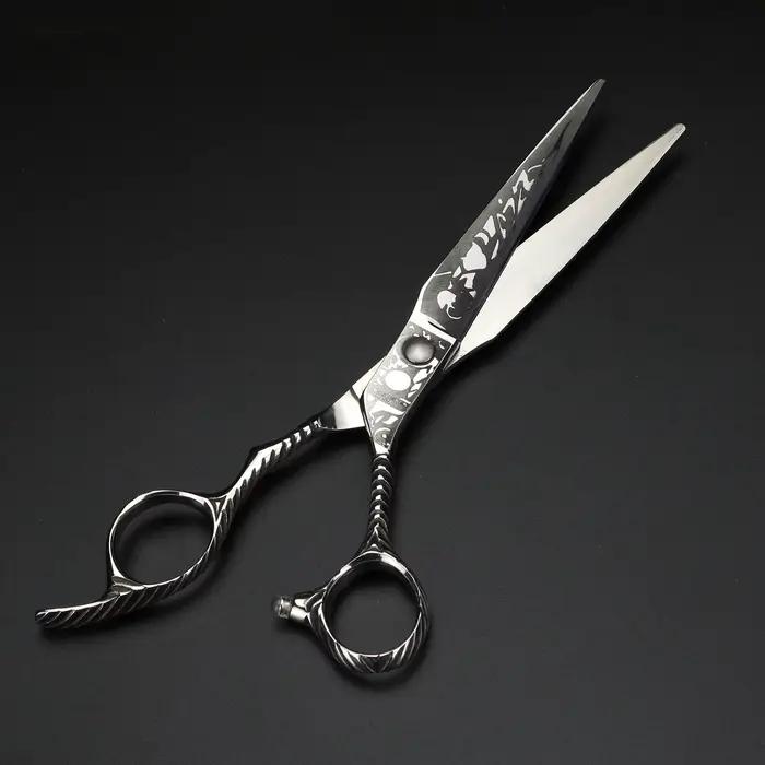 Ciseaux de tatouage de cheveux de 7 pouces, ciseaux de coupe japonais 440C, ciseaux professionnels d