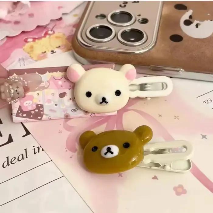 Ensemble d'épingles à cheveux ours mignon, coiffure Preppy, cheveux en plastique, accessoires doux,