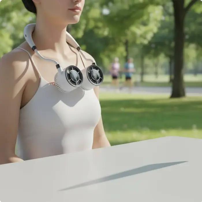 Ventilateur de cou léger et portable, fonction silencieuse, écran numérique, idéal pour les voyages