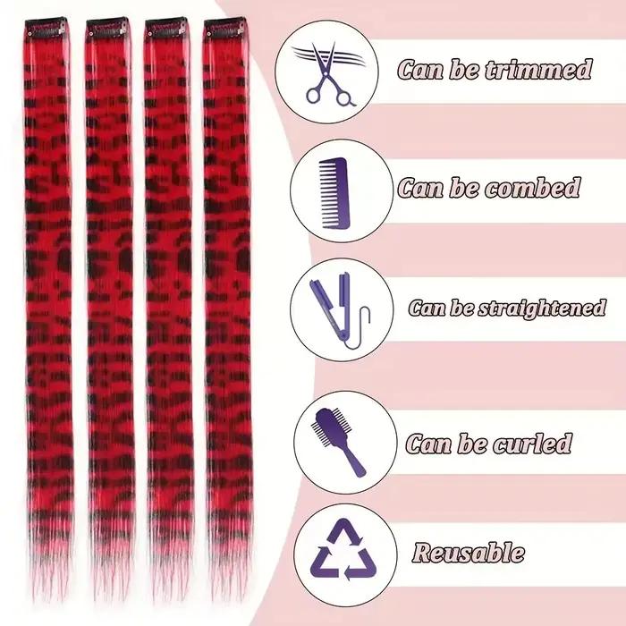 Extensions capillaires synthétiques longues et lisses à rayures imprimées, Extensions capillaires co