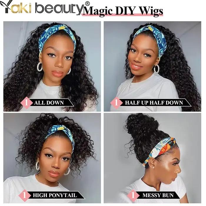 Perruques synthétiques longues et crépues bouclées, 28 pouces, bandeau de glace pour femmes noires,