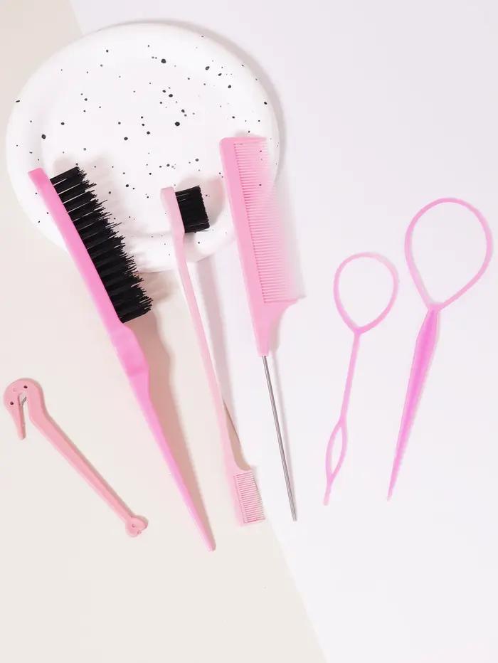 Ensemble de Peignes de Coiffure, Brosse à Queue Jolie tue, Outil de Tissage, Anneau, Coupe-artificie