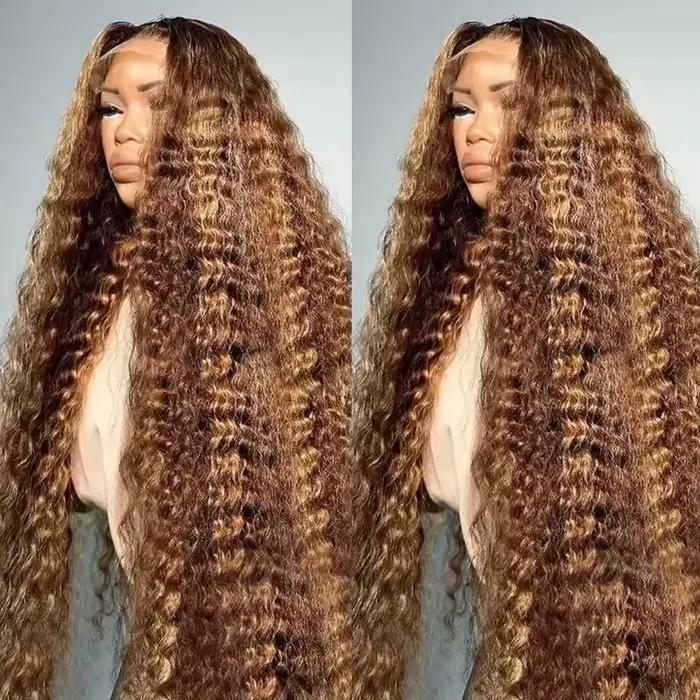 250% densité mettre en évidence coloré 13x4 dentelle frontale perruque de cheveux humains brésilien