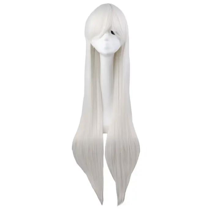 Perruque de Cosplay synthétique longue et lisse, 100 Cm, noir, violet, noir, rouge, rose, bleu, marr