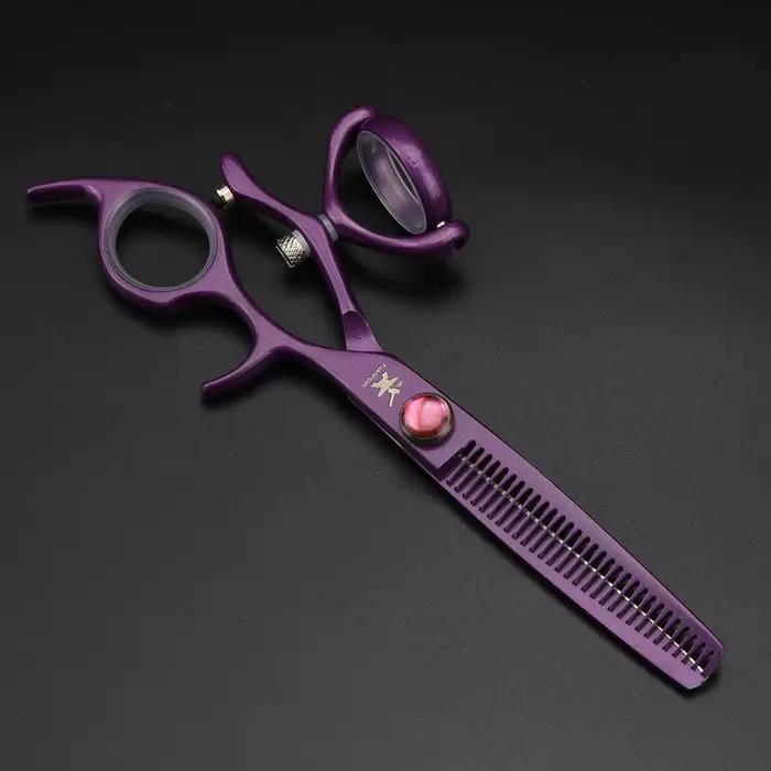 XUANTENG Ciseaux à cheveux professionnels à poignée unique violette, ciseaux de coupe de barbier et