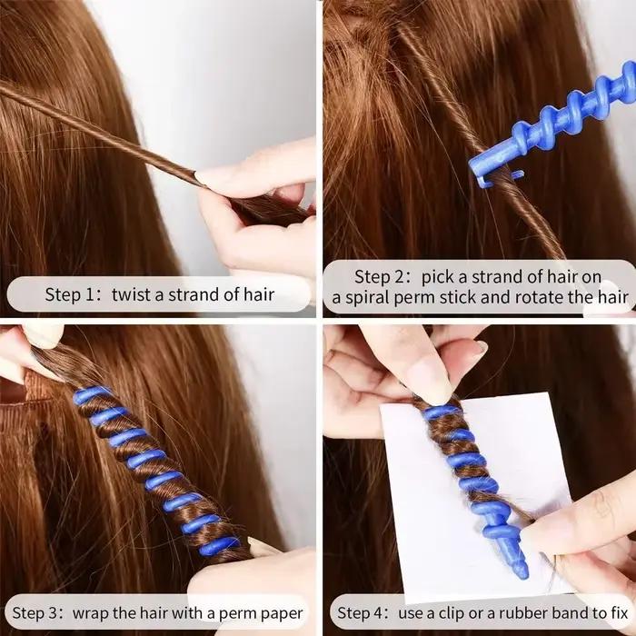 Bâton de permanente en spirale en plastique, bigoudi sans chaleur pour femmes, rouleaux de cheveux b