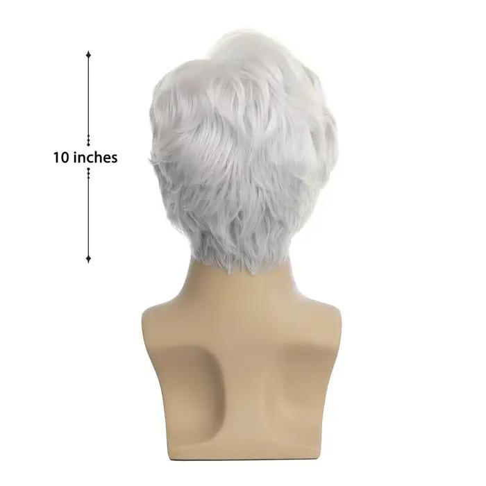 Perruque synthétique courte noire pour hommes, cheveux de remplacement complets en couches naturelle