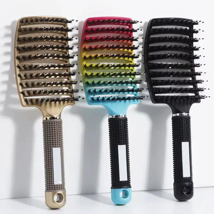 Brosse à cheveux démêlante en poils et Nylon pour femmes, peigne de Massage humide, outils de coiffu