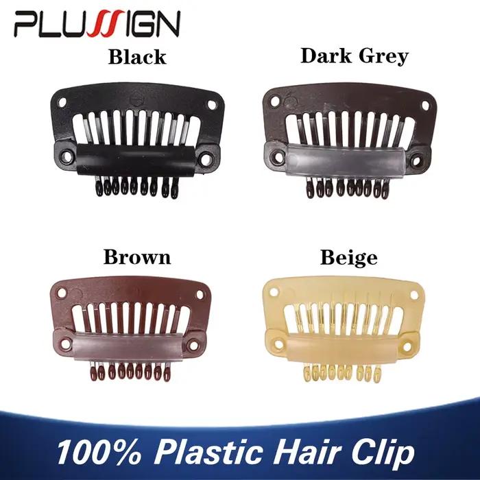 Clips de perruque en plastique noir 32Mm, Clip à pression utilisé pour l'extension de cheveux, posti