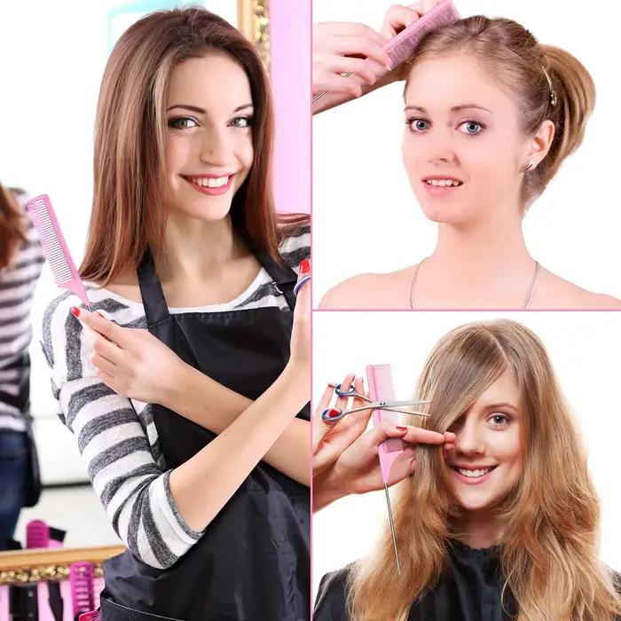 Peigne queue de cheval professionnel pointu pour salon, 3 pièces, antistatique, aiguille en acier, p